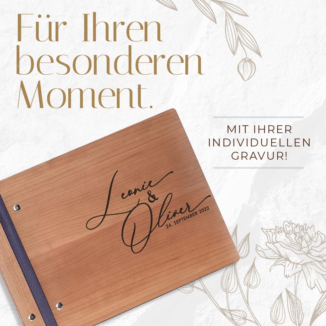 Hochzeitideal – Personalisierbares Gästebuch Hochzeit Tommi E13 mit 40 Seiten I Hochzeit Gästebuch a