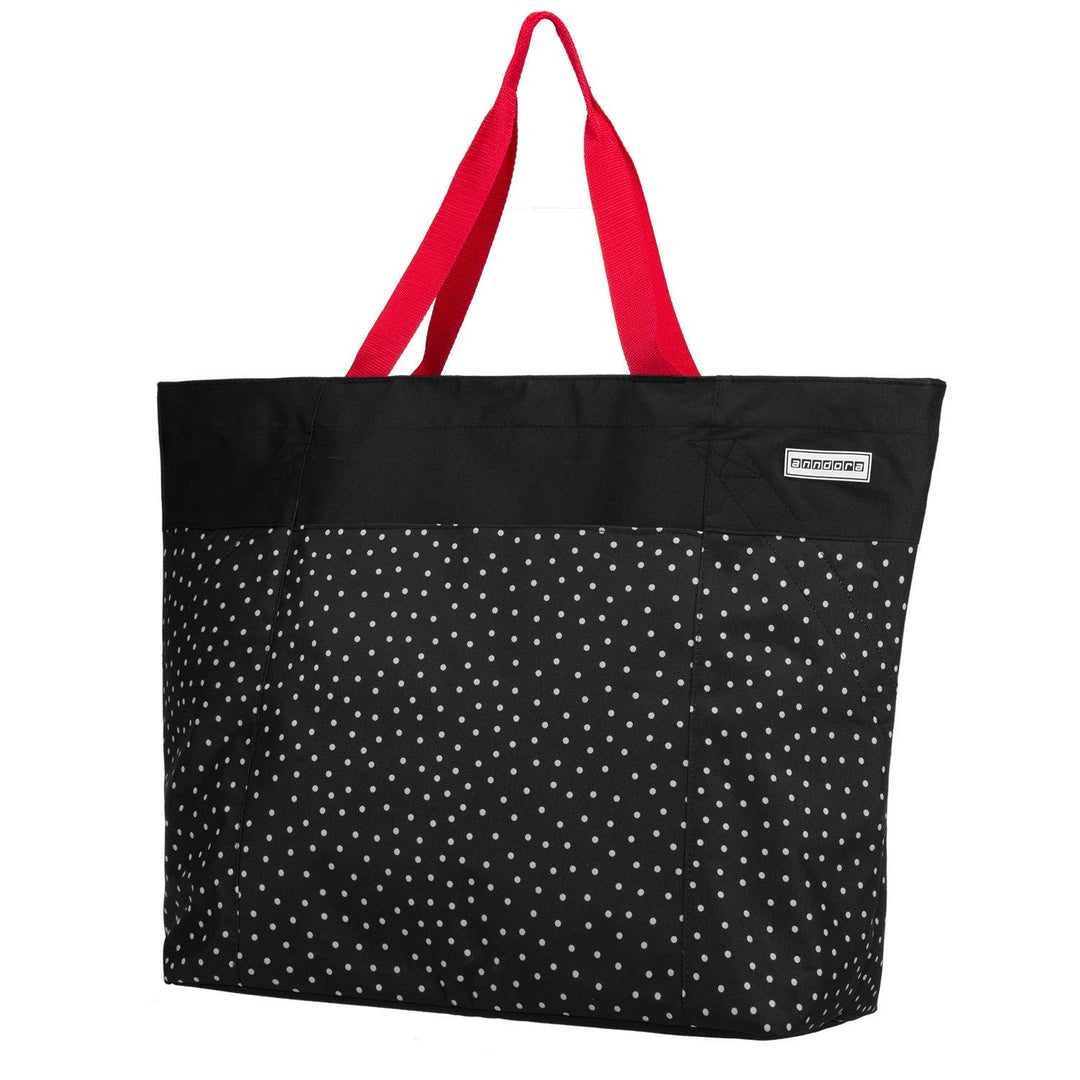 anndora XXL Shopper schwarz weiss gepunktet - Strandtasche 40 Liter Schultertasche Einkaufstasche, S