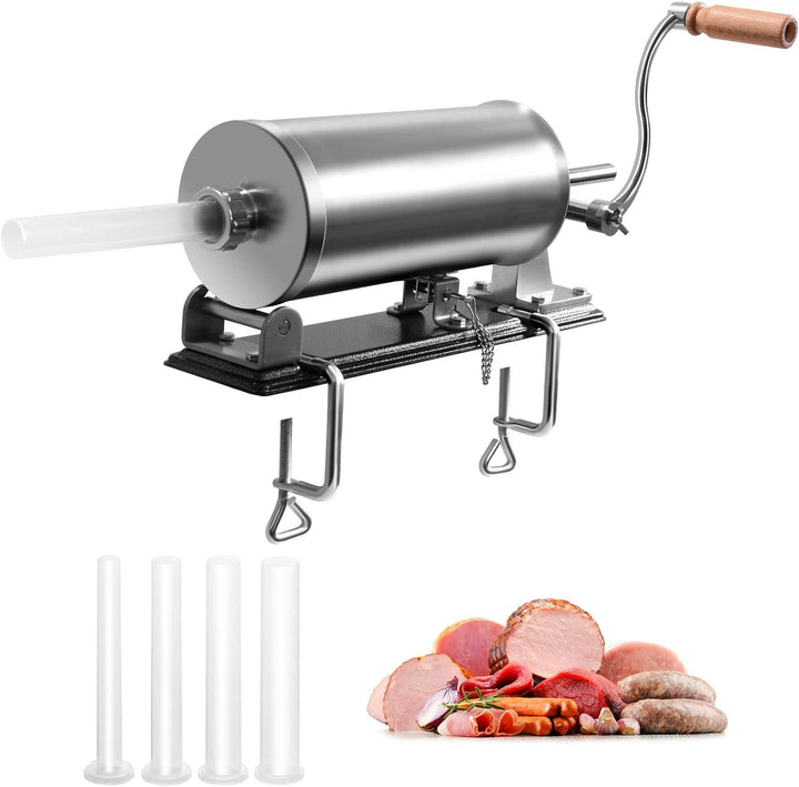 GOPLUS Wurstfüller aus Edelstahl, Wurstfüllmaschine Wurstmaschine Manuell, Wurstpress mit 4 Verschie