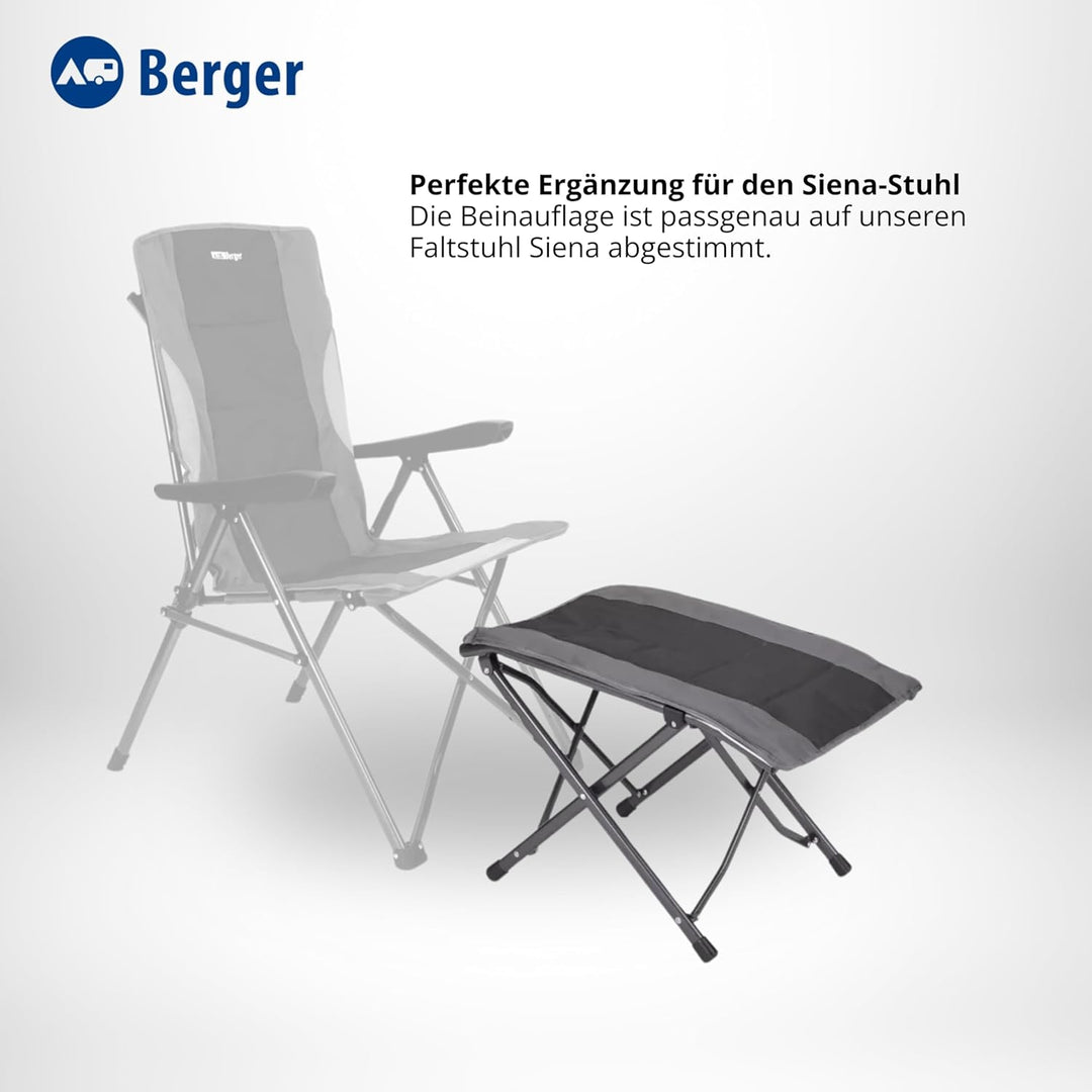 BERGER Siena Faltbare Beinauflage | Klapphocker Camping Fusshocker Outdoor belastbar bis 120kg | Cam