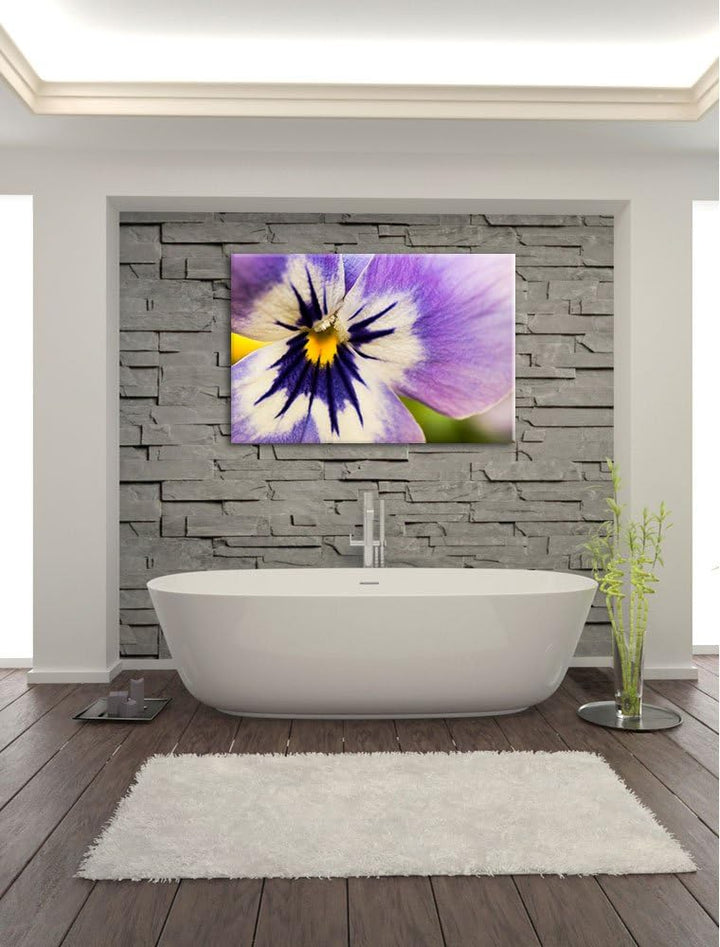 Pixxprint farbenfrohes Stiefmütterchen auf Leinwand, XXL riesige Bilder fertig gerahmt mit Keilrahme