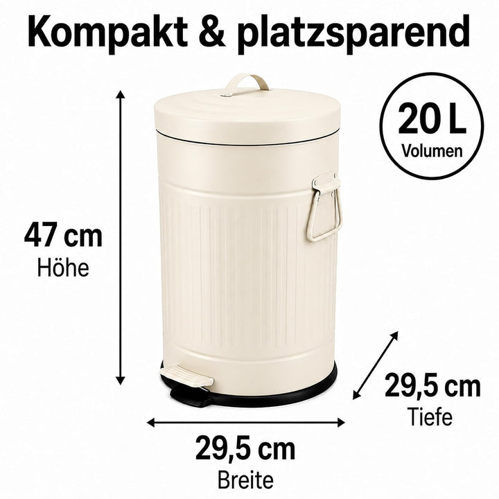 Relaxdays Mülleimer, 20 Liter, Küche, entnehmbarer Inneneimer, beige, Beige