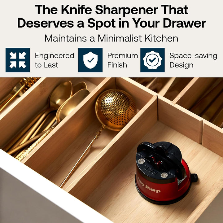 AnySharp Pro Messerschärfer (Metall) mit Saugnapf (Rot), ASKSPROMRED, Rot