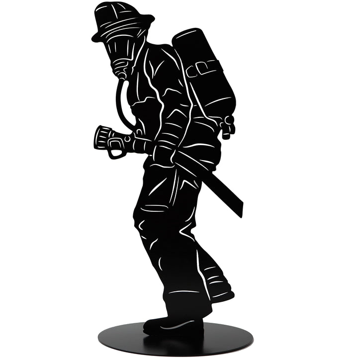 Rostikal Feuerwehrmann Metall 20 cm Gartendeko Figur schwarz Feuerwehr Deko Wohnzimmer Höhe: 20 cm S