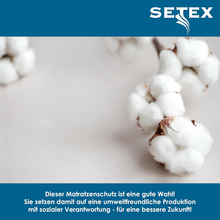 SETEX Molton Köper Matratzenschutz, 90 x 200 cm, Matratzenschoner aus 100 % Baumwolle, Basic, Weiss,