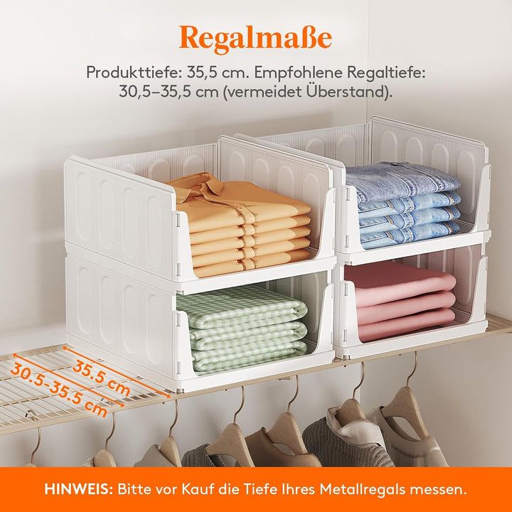 Lifewit 6er Set Stapelbare Kleiderschrank Organizer 35.5 cm Tief | Ausziehbar Kunststoff Ordnungssys