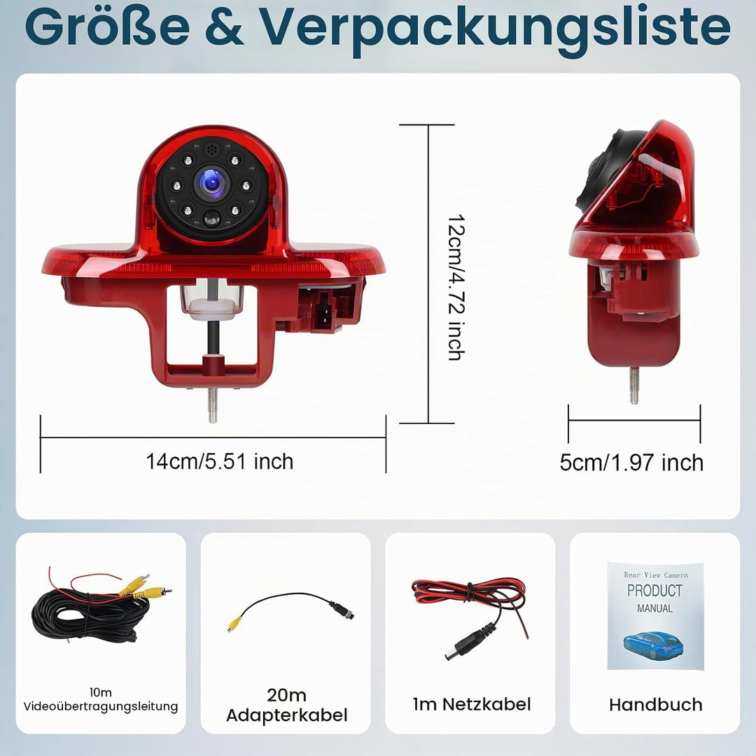 Hodozzy Hochmontierte Bremslicht Rückfahrkamera für Renault Trafic/Opel Combo/Opel Vivaro 2001-2014