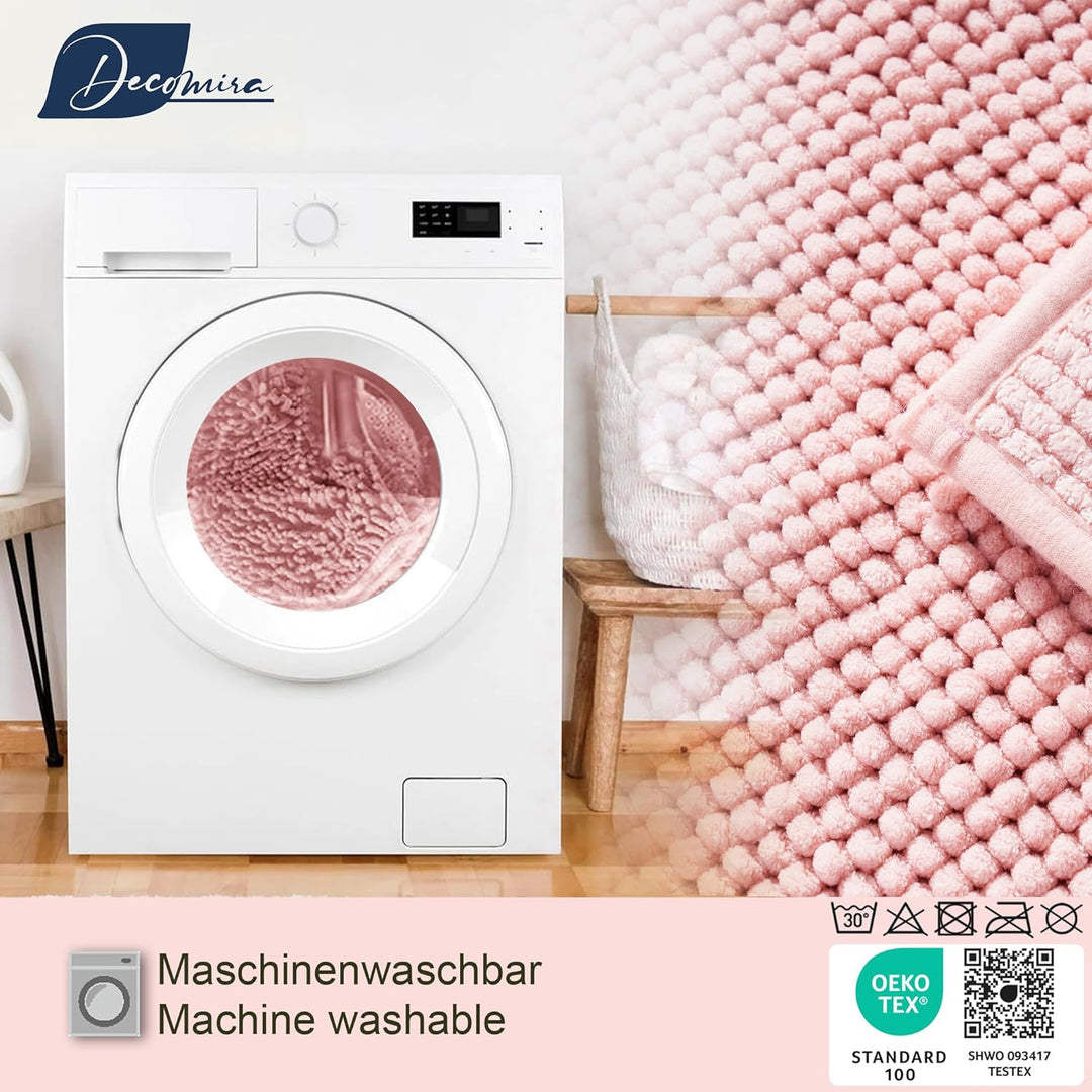 Badematte rutschfest | Als Badteppich Set kombinierbar | Badezimmer-Teppich Bad-Vorleger waschbar au