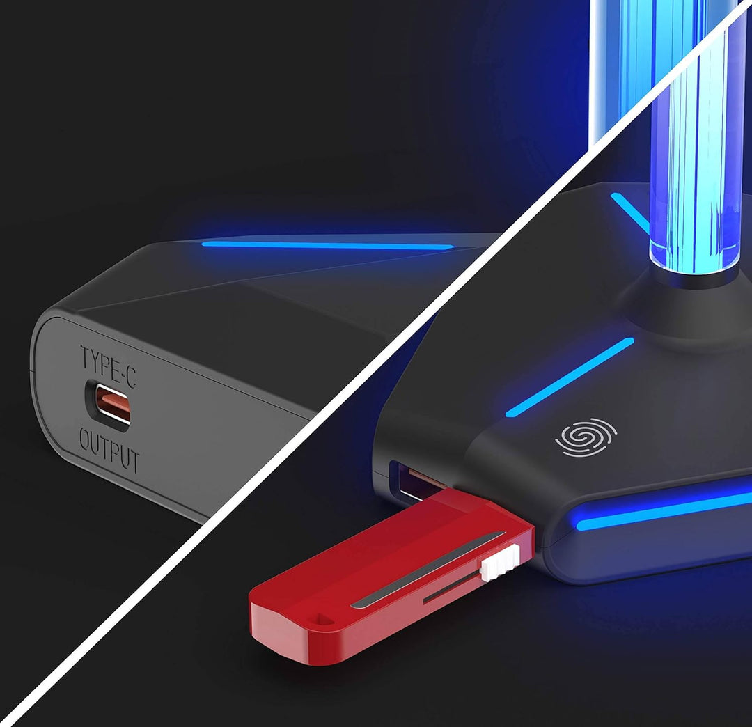 ALACOO RGB Kopfhörer Ständer, Headset Halterung Halter mit 2 USB 2.0-Anschlüssen, Typ C Eingang & Au