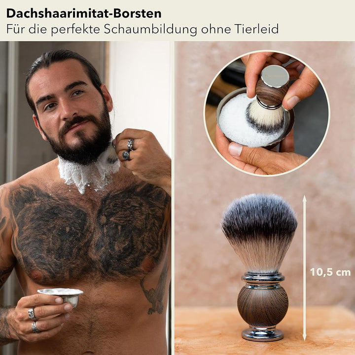 Störtebekker® Premium Rasierpinsel - edler Pinsel aus Dachshaar Imitat - erzeugt ergiebigen Schaum -