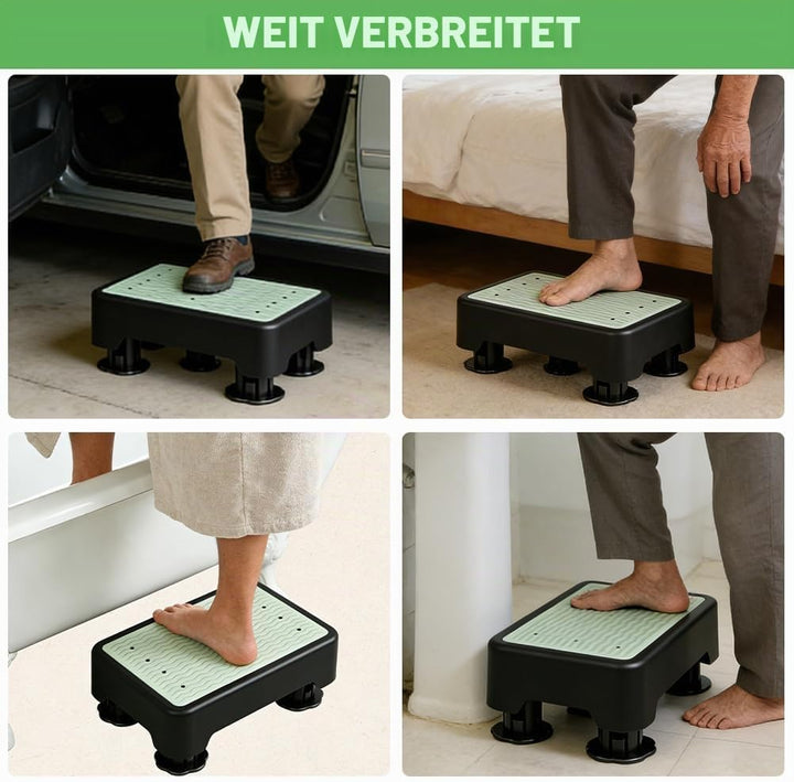 Tritthocker, Nachleuchtende Trittstufe mit 3-stufig Höhenverstellbarer, rutschfest Halbstufe, max.25