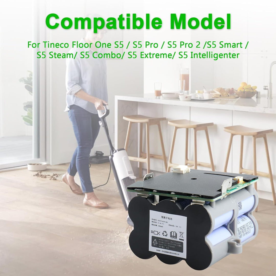 21.6V 4000mAh Akku Kompatibel mit Tineco Floor One S5, S5 Pro, S5 Pro 2, S5 Smart, S5 Steam, S5 Comb