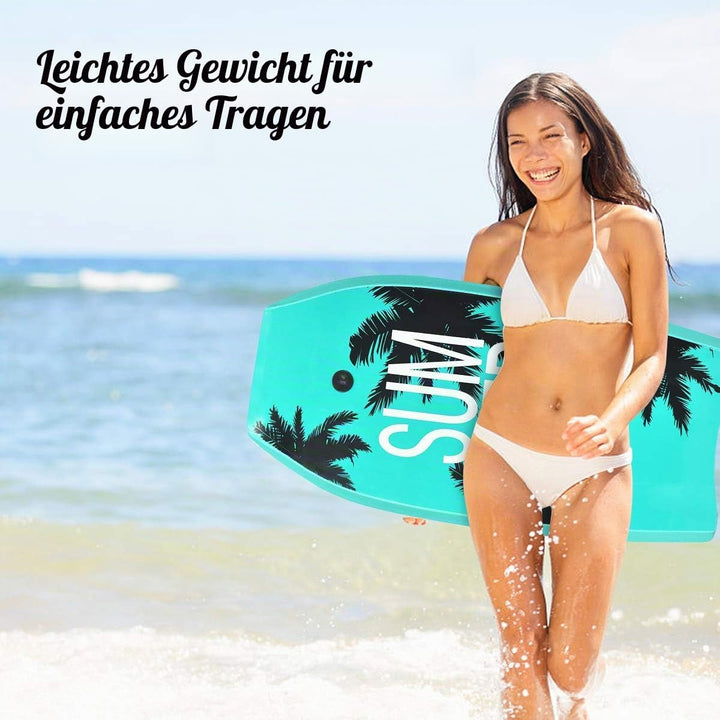 RELAX4LIFE Schwimmbrett tragbar, Schwimmboard mit Halteleine, Rutschfestes Surfbrett für Kinder &amp; Er