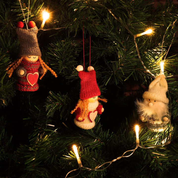 COM-FOUR® 12x Premium Weihnachtsmann-Anhänger - Engel und Wichtel für den Weihnachtsbaum, Bezaubernd
