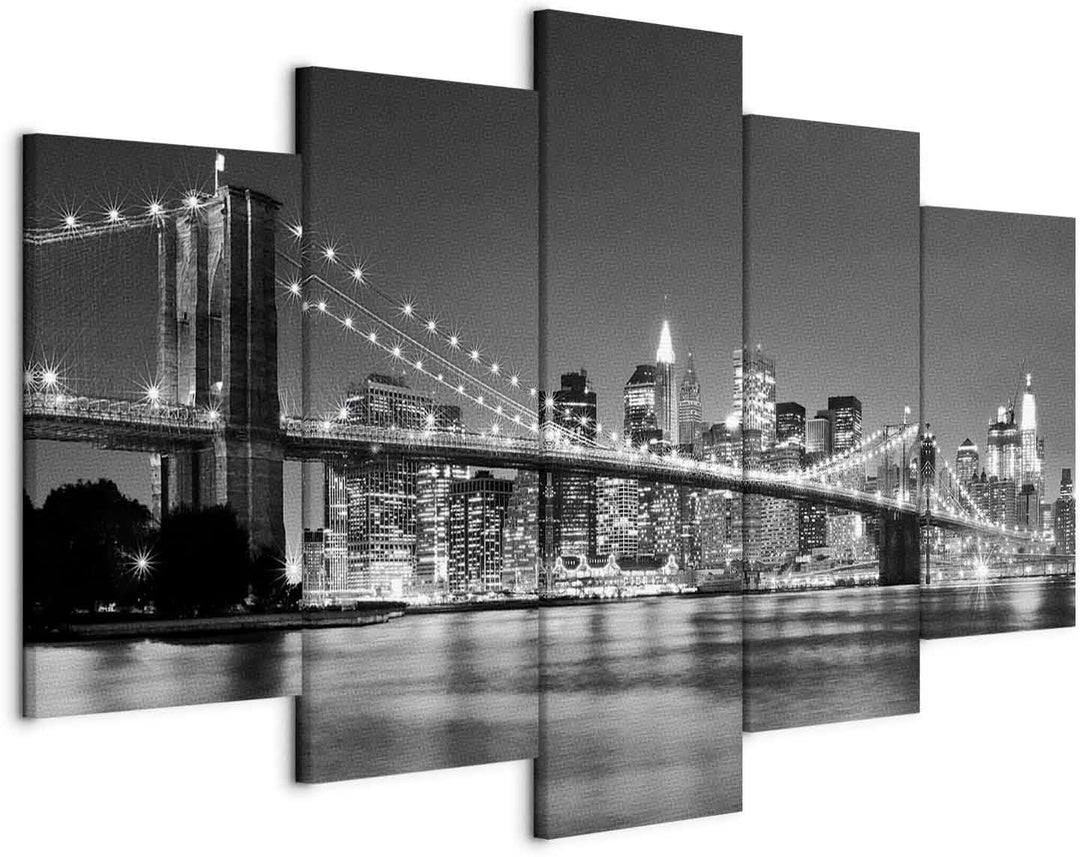 murando - Bilder New York 100x50 cm Vlies Leinwandbild 5 tlg Kunstdruck modern Wandbilder XXL Wandde
