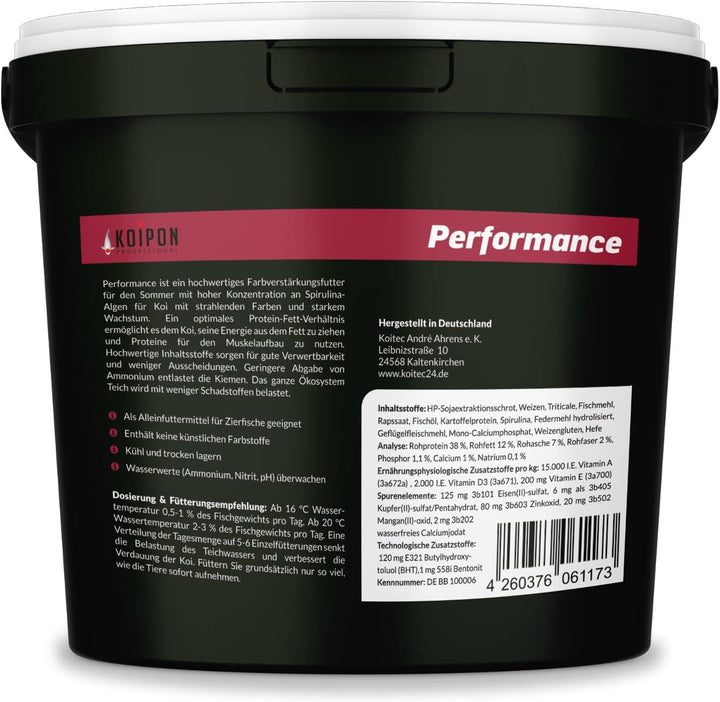 KOIPON Performance 2 kg Koifutter Sommer für Farbe, schwimmend, 6% Spirulina, Teichfutter 3 mm Pelle