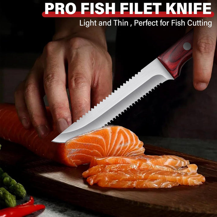 TAN REN Filitiermesser Fisch Scharf, 12.5 CM Profi Filetiermesser Fisch, Edelstahl Filetiermesser Fl