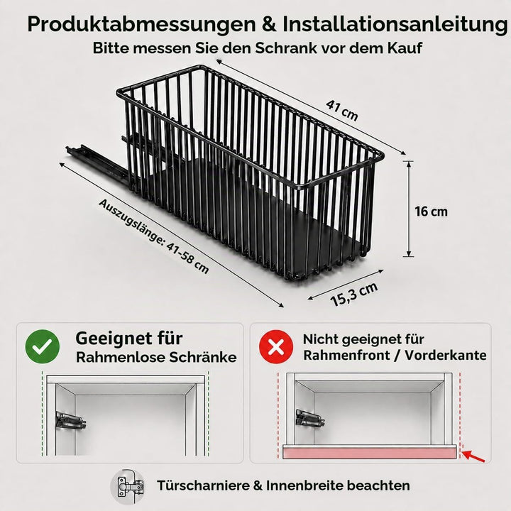 4er Set Ausziehbare Schublade Küche Schmal 15,3cm, Teleskopschublade Ohne Bohren, Nischenregal Schra