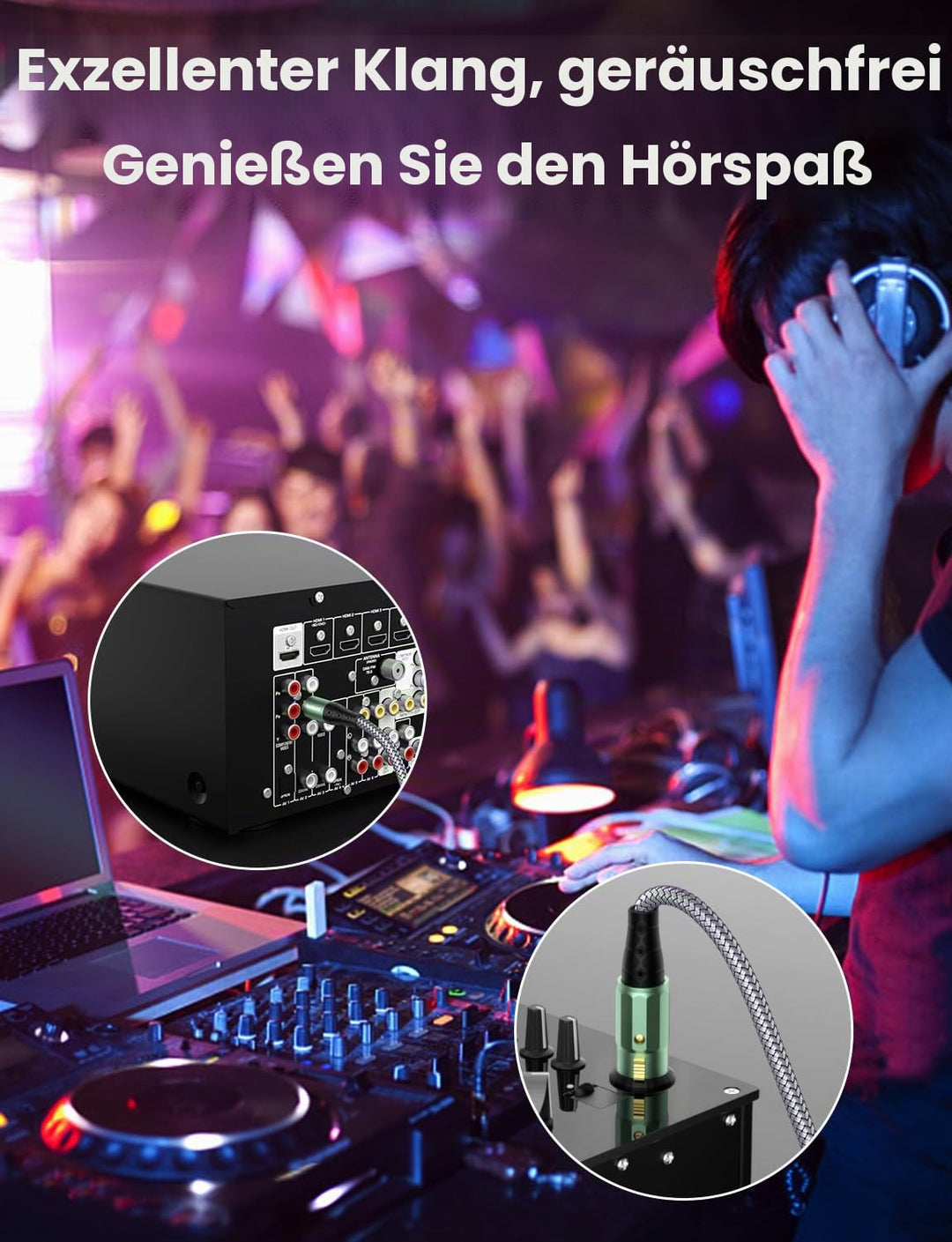 XLR auf Cinch Kabel, Subwoofer Kabel XLR Buchse auf Cinch Stecker Microfonkabel Stereo Audio Microfo