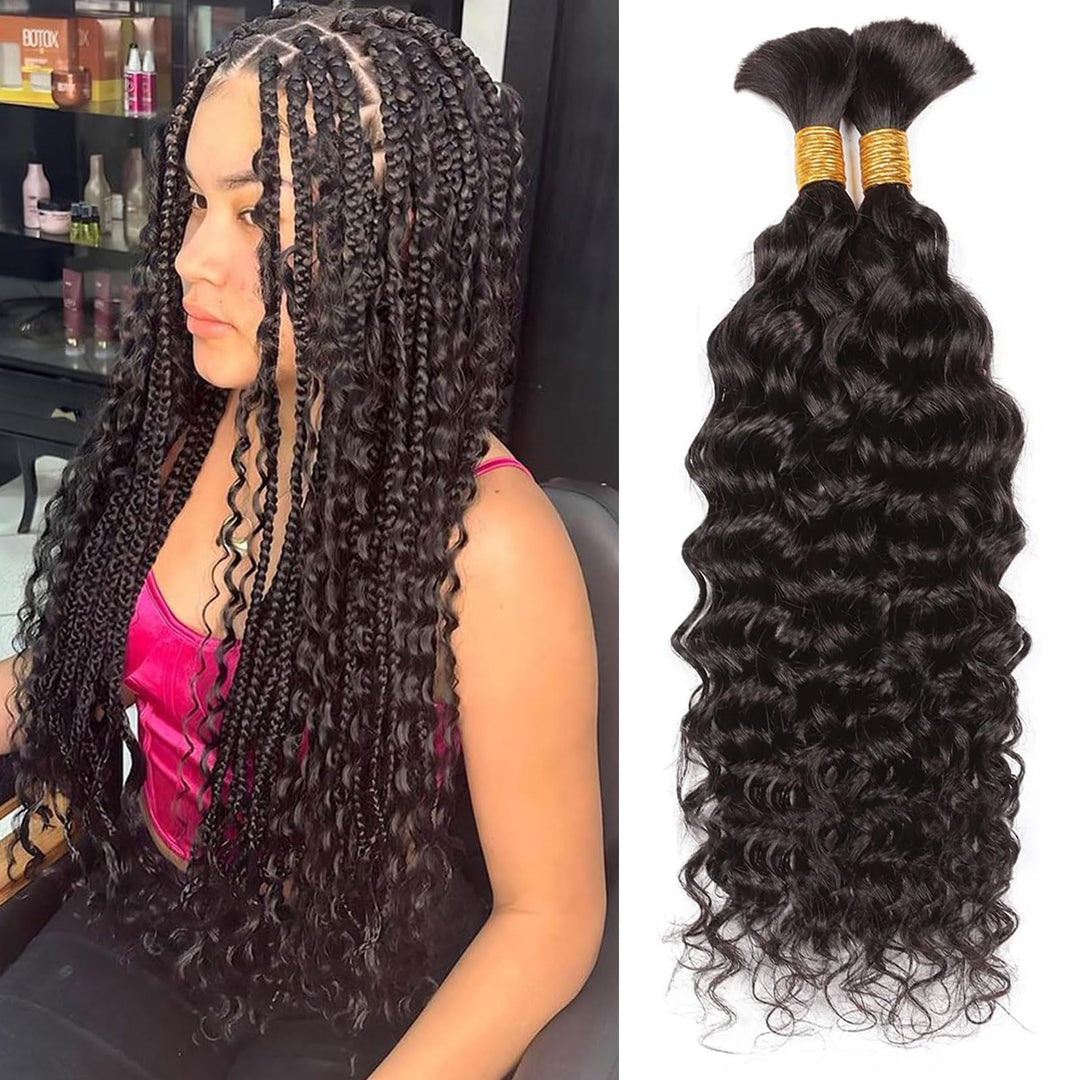 Huarisi Water Wave Bulk Human Hair for Braiding 2 Bundles 100g 24 Inch No Weft 10A Brazilian Virgin