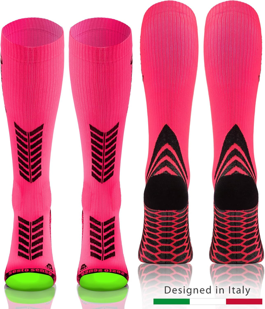 sesto senso 3 Paar Kompressionsstrümpfe Sport Damen Herren Unisex Bunt Hohe Sportsocken Laufsocken,