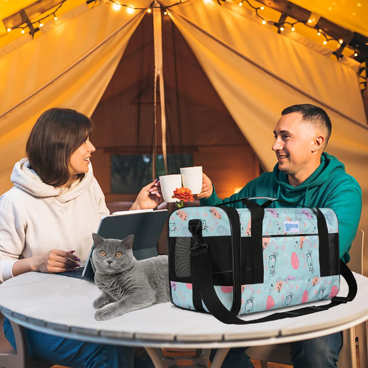 PETCUTE Transporttasche für Katzen und Hunde,Faltbar Hundetransportbox Katzentransportbox mit Schult