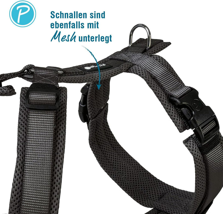 Petlando Hundegeschirr gepolstert, Mesh Y-Comfort, weich, stufenlos verstellbar, besonders leicht &amp;