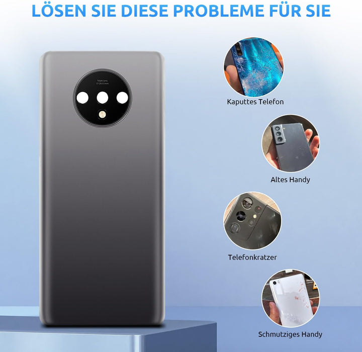 Eonpam Akkudeckel für OnePlus 7T Rückseite Glas Original Backcover Back Glas Ersatz Reparatur Set mi
