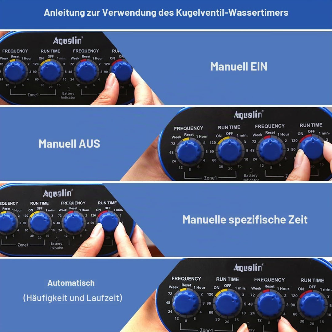 Bewässerungsuhr mit Zwei Auslässen Garten Bewässerungscomputer Wasser Zeitschaltuhr Blau/Kein Bildsc