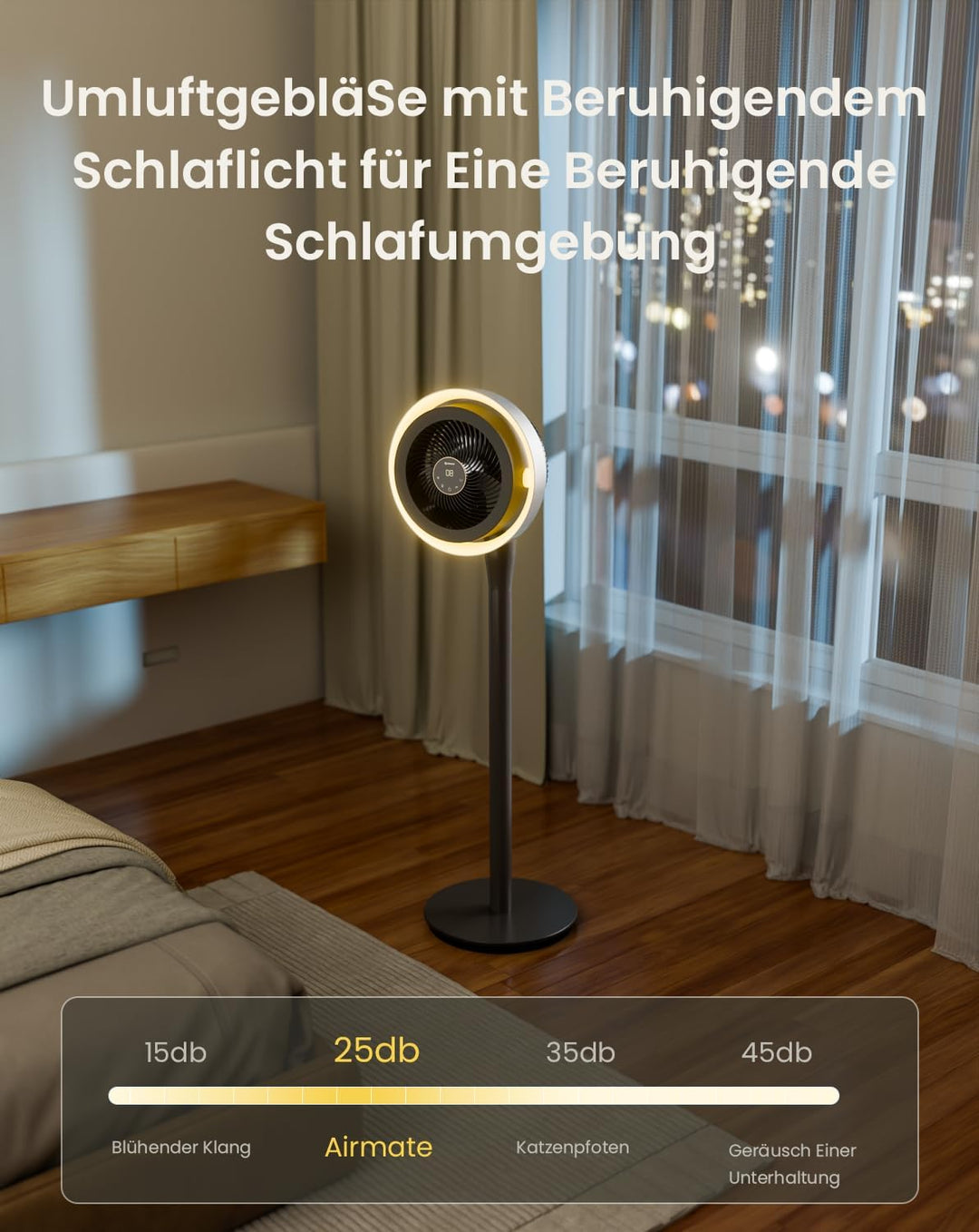 AIRMATE Ventilator mit Licht, Extra Grosses Luftvolume Umwälzlüfter, Ventilator Leise mit 3 Modi 16