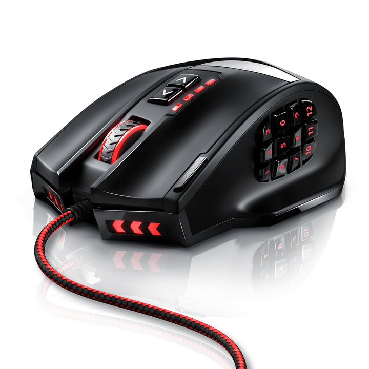 Titanwolf - 16400 DPI USB Laser Gaming Mouse - 18 Tasten - 16400 DPI - konfigurierbare LED-Farb-Bele