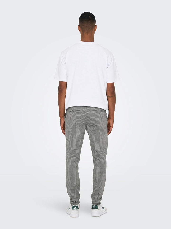 ONLY & SONS Male Chino Hose ONSMARK PANT STRIPE GW 3727 NOOS 28W / 30L Light Grey Melange, 28W / 30L