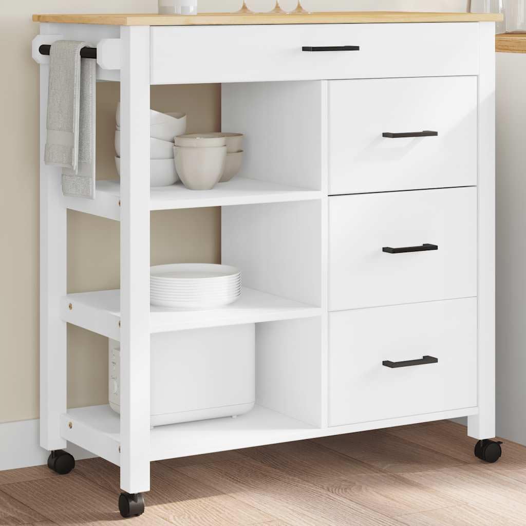 vidaXL Küchenwagen Monza 84x40x88,5 cm Massivholz Kiefer Weiss, Weiss