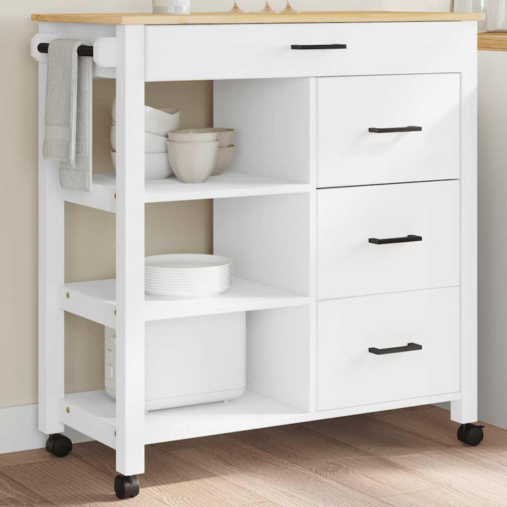 vidaXL Küchenwagen Monza 84x40x88,5 cm Massivholz Kiefer Weiss, Weiss