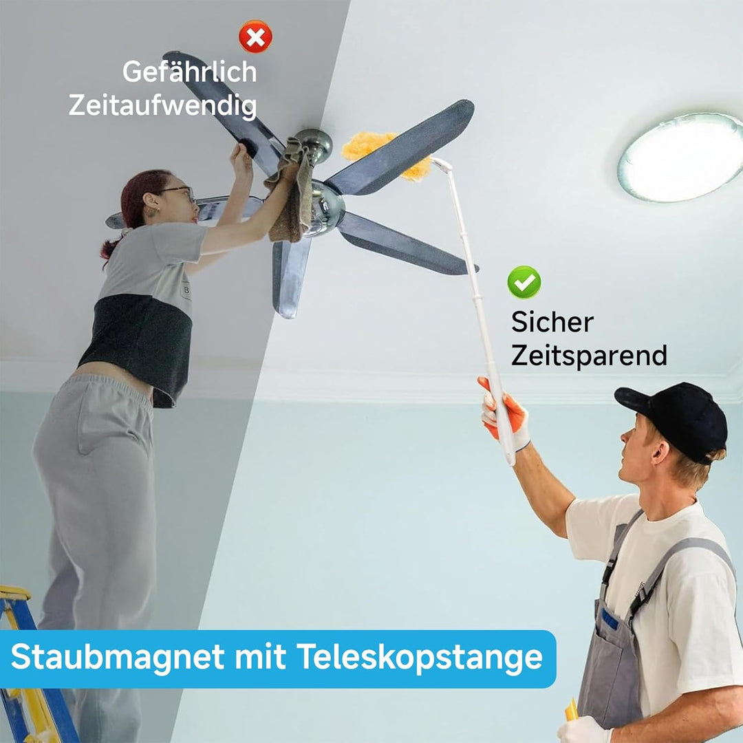 80 Stück für Swiffer Staubmagnet Nachfüllpack, Duster Staubwedel mit 1 Handgriff, 1 Teleskopstange,