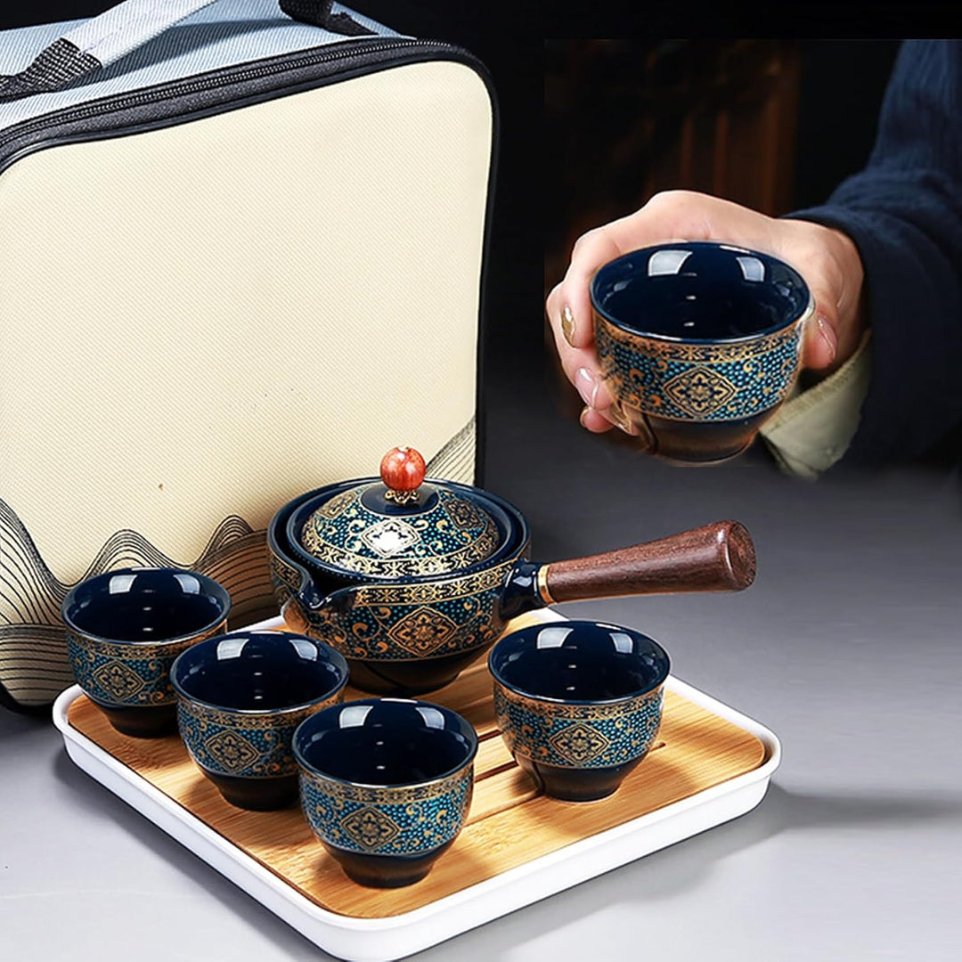 Reise-Tee-Set 360 ° rotierende Teekanne mit Anti-Scald-Griff Abnehmbarer chinesischer Tee-Set mit tr