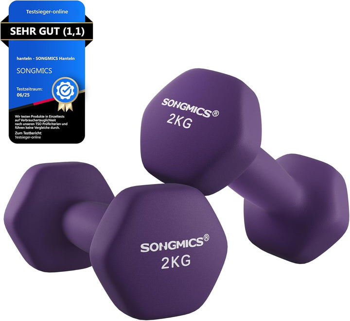 SONGMICS Hanteln, 2er Set,Hantelset, Kurzhanteln, Hexagon, Neopren-Beschichtung, Krafttraining, Work