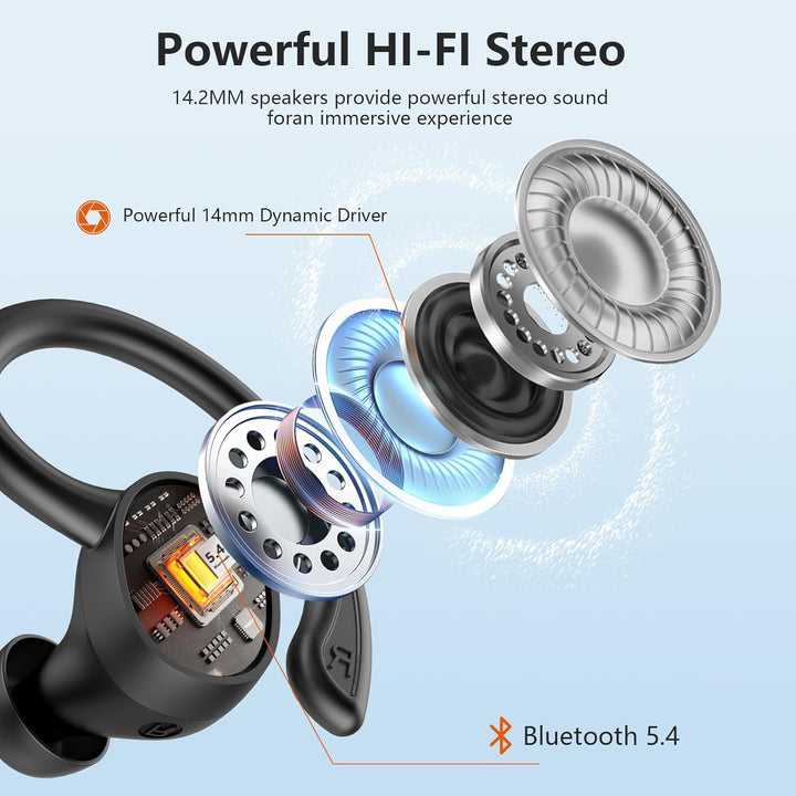 Bluetooth Kopfhörer Sport, Kopfhörer Kabellos Bluetooth 5.4 mit 4 ENC Noise Cancelling Mic, Kabellos