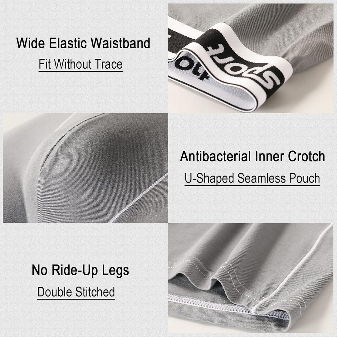 Nuofengkudu Herren Modal Unterwäsche Nahtlose Langes Bein Boxershorts Anti Chafing Unterhosen Atmung