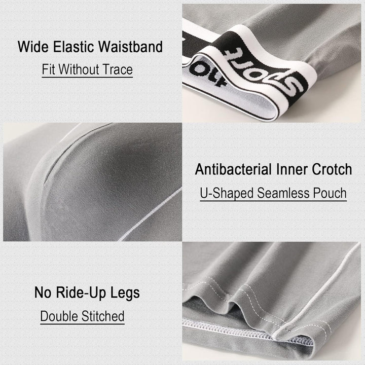 Nuofengkudu Herren Modal Unterwäsche Nahtlose Langes Bein Boxershorts Anti Chafing Unterhosen Atmung