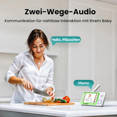 BOIFUN Babyphone mit 2 Kameras App, ECO Modus, Zonenalarme, 1080P HD, 3×Zoom, 4,3 Zoll LCD-Display B