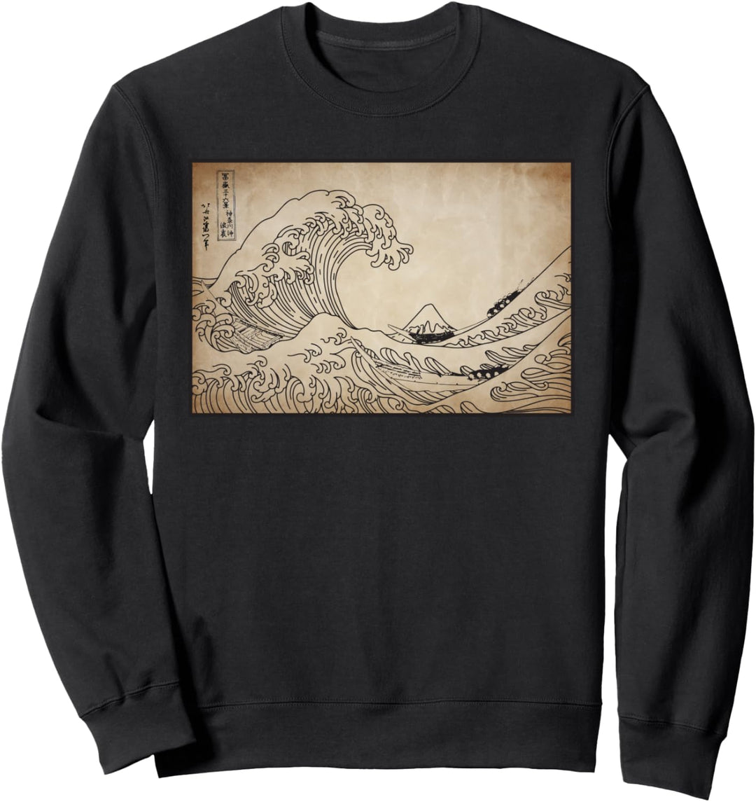 Dark Academia Aesthetic Grosse Welle vor Kanagawa Pergament Sweatshirt