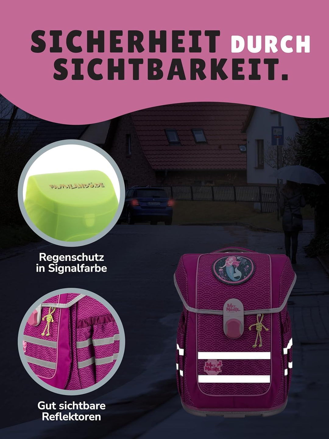 Familando - McNeill ERGO COMPLETE Schulranzen Set - 8-teilig mit Lunch-Set - Meerjungfrau - Ergonomi