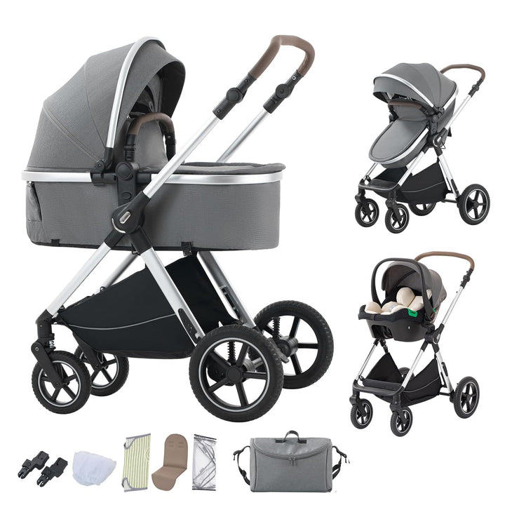 BEBBY Kombikinderwagen 3 in 1 Reisesysteme Standardkinderwagen Kinderwagen Buggy Neugeborener Tragba