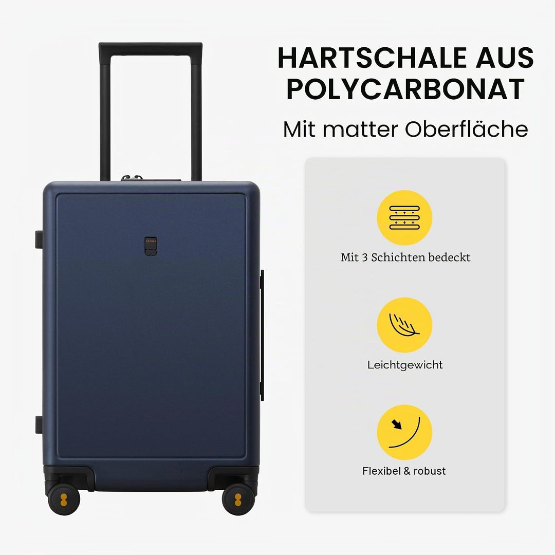 LEVEL8 Koffer Trolley Handgepäck mit Organizer Set 4-teilig, Leicht 100% PC TSA Zahlenschloss 8 Spin