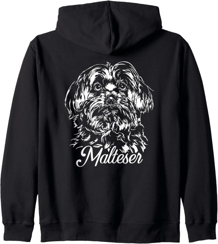 Malteser süsser Hund Hunde Hundeportrait Geschenk Hunde Kapuzenjacke