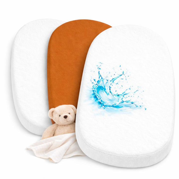 2X Spannbettlaken beistellbett 100% Baumwolle + 1X Matratzenschoner 100% wasserdichtem Material - Se