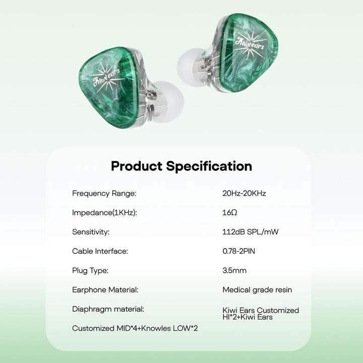 LINSOUL Kiwi Ears Orchestra Lite Performance Custom 8BA In-Ear Monitor IEM mit abnehmbarem 4-adrigem
