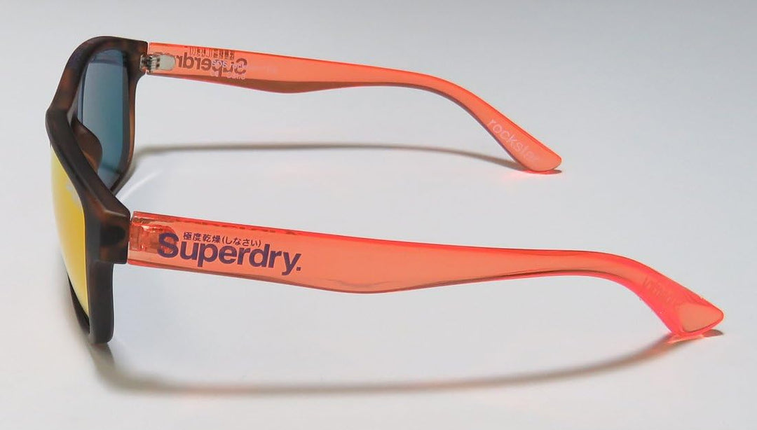 Superdry Sonnenbrille Rockstar 102 - Braun melierte Sonnenbrille aus Kunststoff mit rot orangen vers
