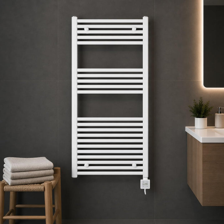 anapont elektrischer Badheizkörper 1175h x 600b - Zeitschaltuhr - Timer-Funktion - gerade - weiss -